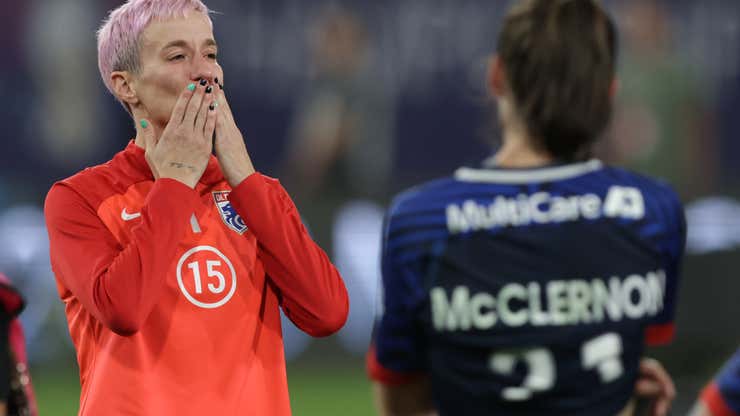 Image for Megan Rapinoe goes out on her shield, with a joke and a smile like always