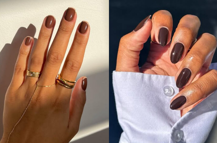 side by side images of hot chocolate manicures