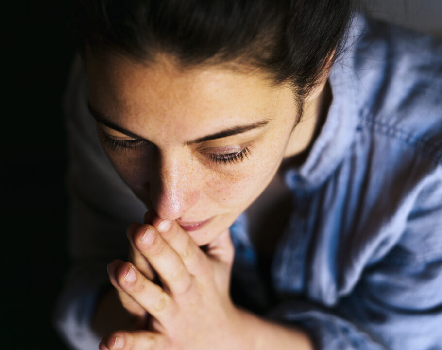 intense portrait of a thoughtful woman