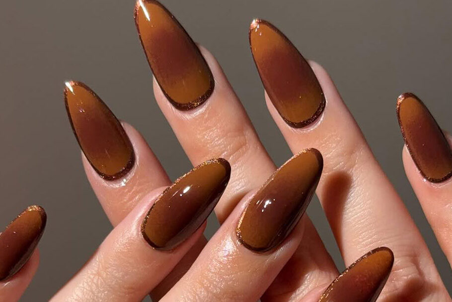 Dark brown aura nails